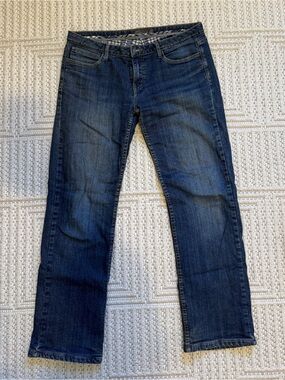 PrAna women’s blue plaid flannel lined jeans size 10